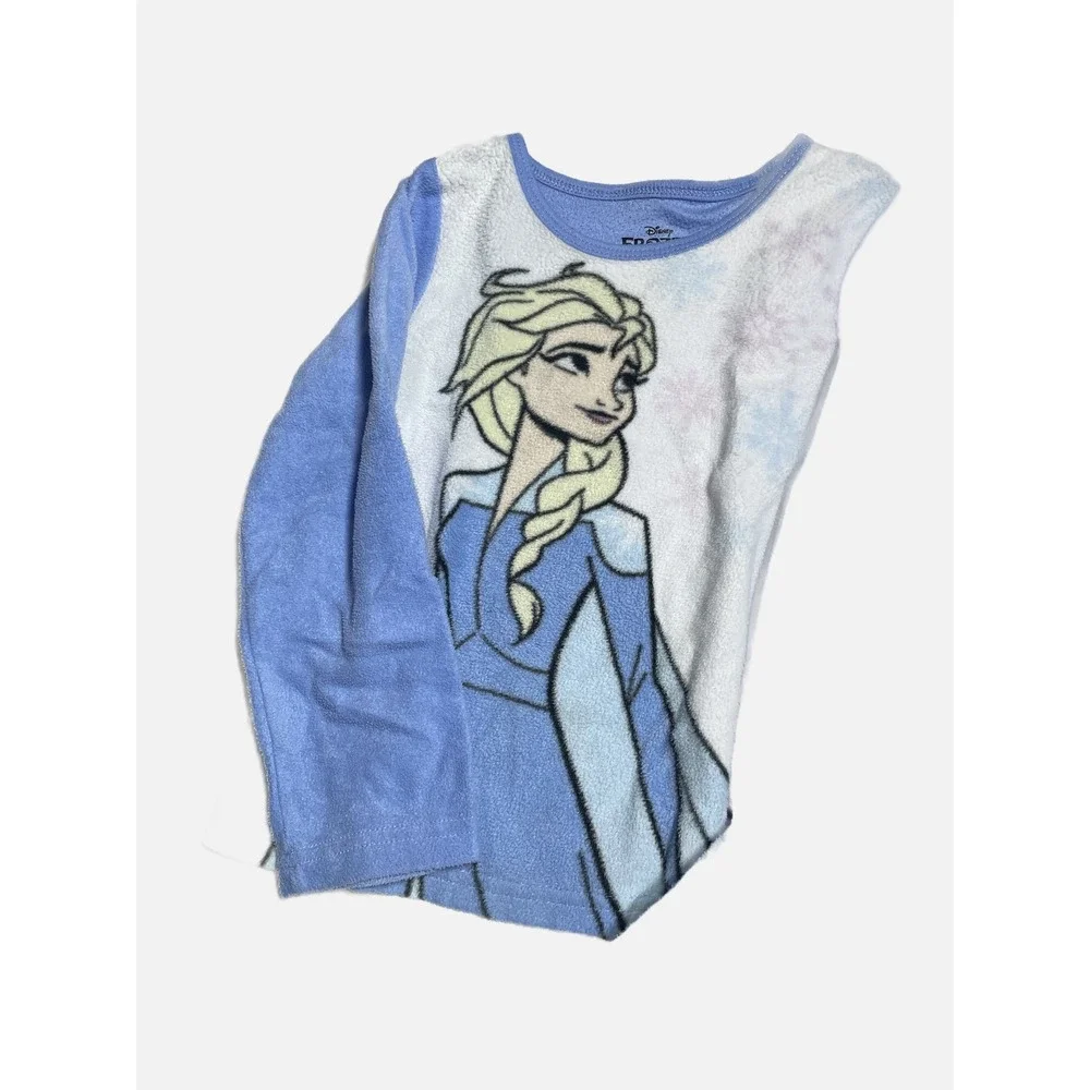 Disney Frozen Pajama Set Girls S 6 Blue Elsa Fleece Snowflake Sleepwear Cozy